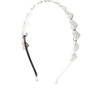 New NATASHA "Silver Tone" Crystal Heart Headband ❤️